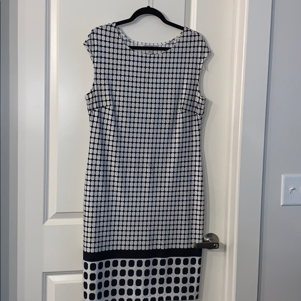 Navy blue and white dress